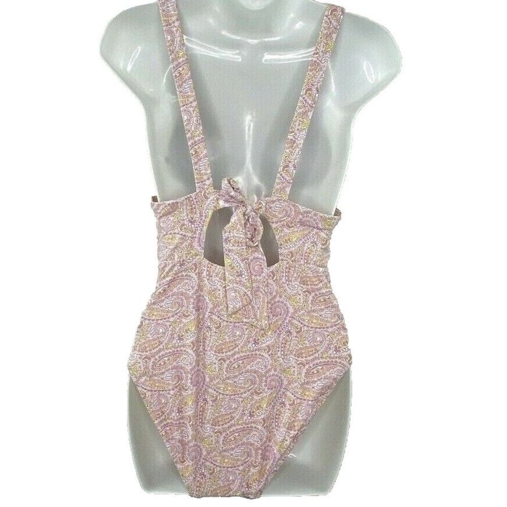 J.Crew $128 Eco Plunge V-Neck One Piece Swimsuit Beach Paisley Size 16 AX937 - Picture 4 of 6